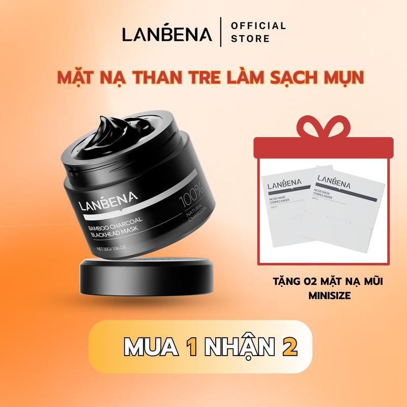 【Lanbena Than tre Mặt nạ tẩy mụn đầu đen bằng than tre LANBENA, Phiên bản nâng cấp 2.0, 60 dải mũi, Mặt nạ lột, Sữa rửa mặt làm trắng lỗ chân lông, Làm sạch sâu, Thích hợp cho mọi loại da, 30g, Mới, Skincare Cosmetics Nữ