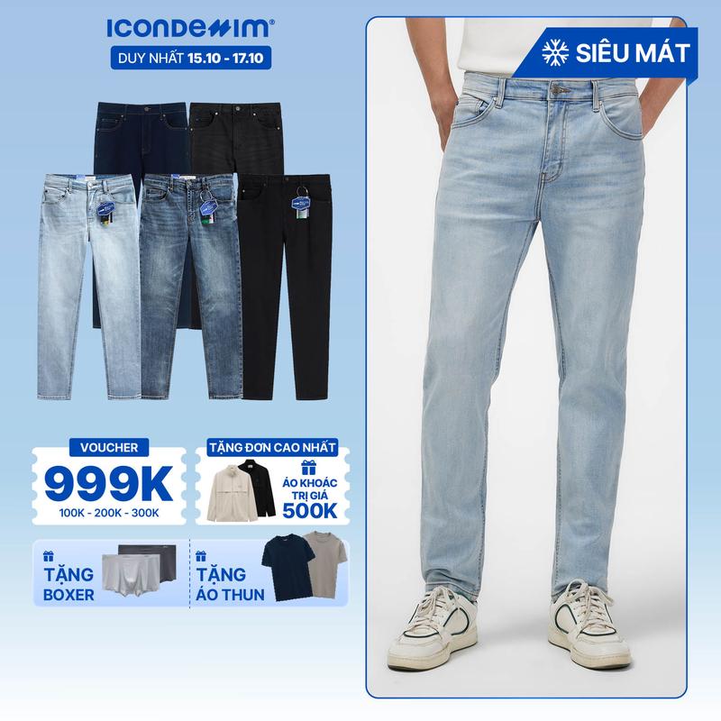 Quần jeans nam PROCOOL ICONDENIM, quần bò form slimfit ôm vừa vặn, công nghệ vải Coolmax mát lạnh, mềm mịn, thoải mái