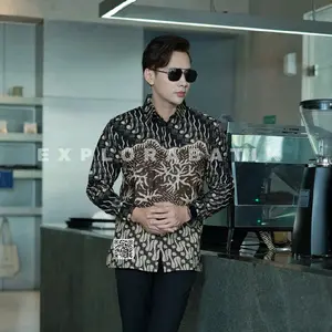 SENTANU COKLAT MAHOGANY Kemeja Batik Pria Premium Lengan Panjang Lapis Furing EXPLORA.ID