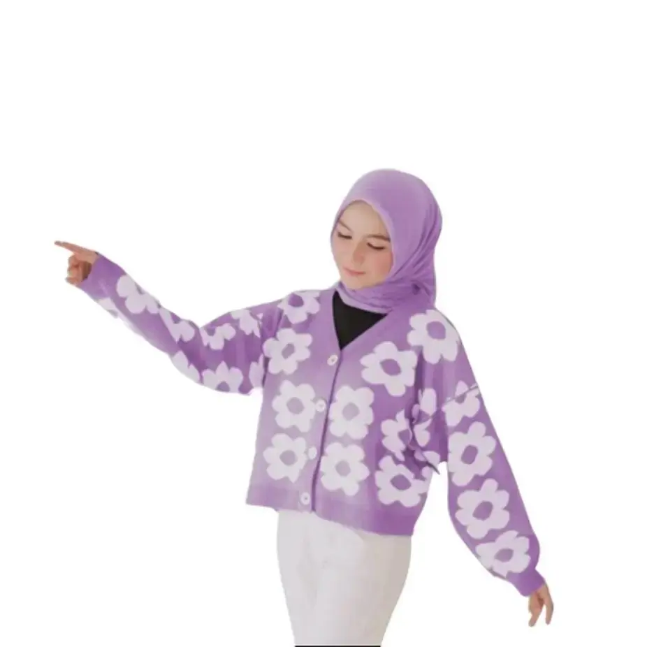 CARDIGAN FLOWERS BUNGA KNIT TEBAL PREMIUM fit high Panjang Tangan Knitwear Atasan Wanita Top Baju Sweater Crop Outer Motif Casual Oversize