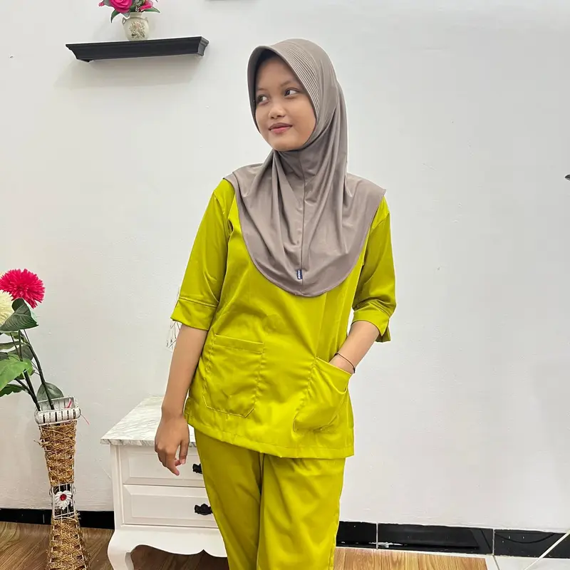 Baju OK Lengan 3/4 One set Jaga Perawat Nakes Pakaian Seragam Kerja Bidan Dokter Bahan American Drill 2