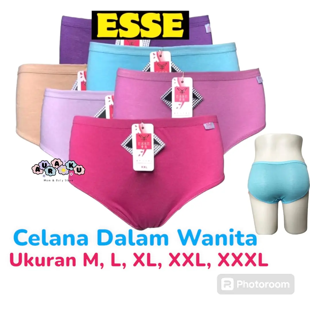 3Pcs CD Murah ESSE JUMBO Celana Dalam Dewasa CD Ukuran Besar RemajaWanita Katun Pendek Motif Boxer Cewek Nyaman