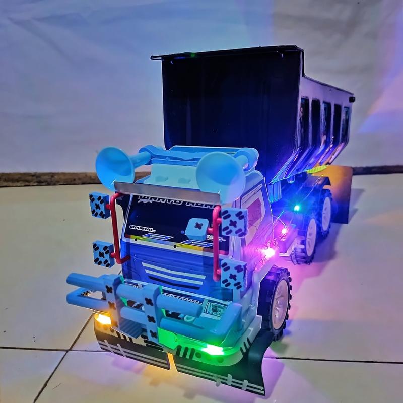 Miniatur Truk Pasir Handmade dengan Lampu Rainbow RGB 3 Mode - Hadiah Unik dan Menarik untuk Anak-Anak training warna warni mainan membangun 5