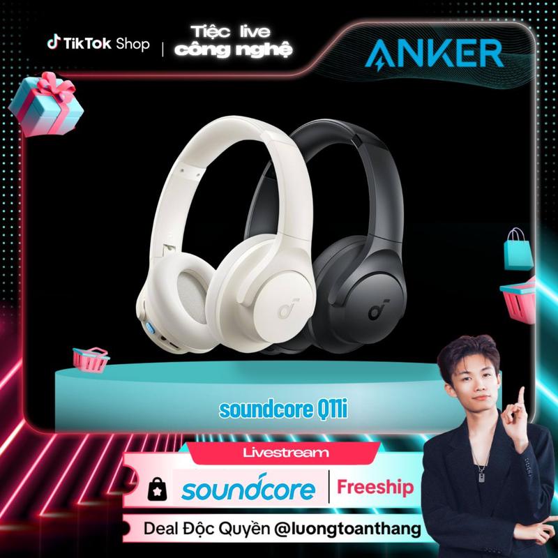 [soundcore-Anker] Tai nghe Bluetooth không dây, Soundcore - Anker Q11i A3005, Tai nghe qua tai, Âm trầm sâu, Thời gian chơi 60H, Âm thanh độ phân giải cao, Đệm tai Có Thể Tháo Rời Kết nối đa điểm