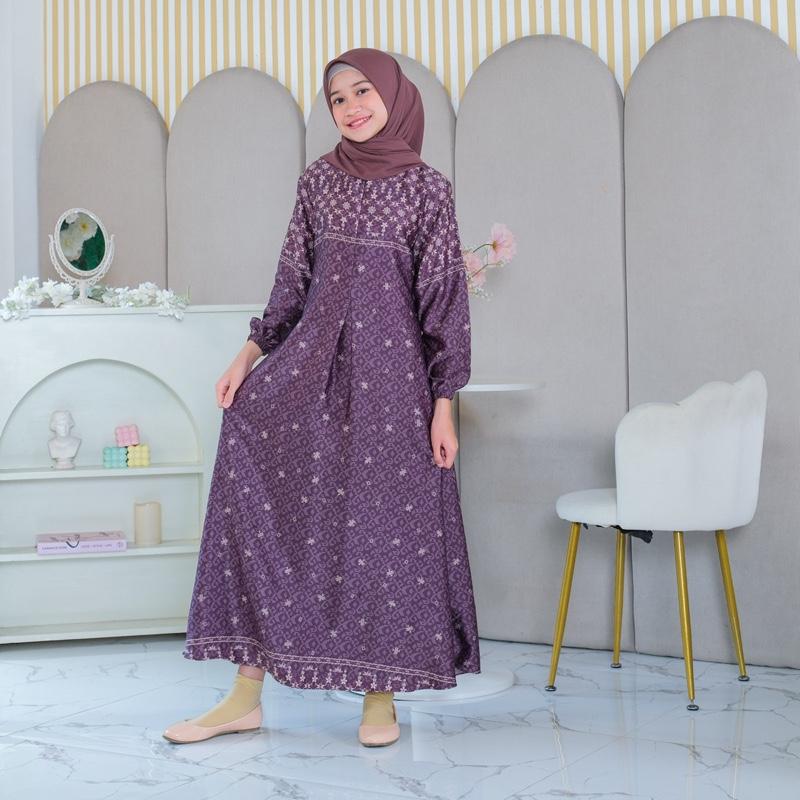 gamis couple motif ibu dan anak bahan silk print sarimbit 7