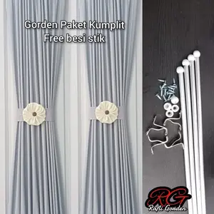 PAKET KUMPLIT Gorden kupu kupu full set Gorden Jendela Full set Besi Stik Gorden paket kumplit Kain Katun Curtain