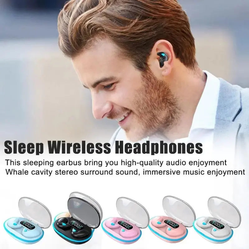 Tai nghe Bluetooth không dây, tai nghe trò chơi thể thao kinh doanh có đèn LED, khử tiếng ồn, tai nghe âm thanh nổi TWS , tai nghe ngủ X55, mới 2