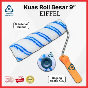 Kuas Roll Cat Besar 9" Inch EIFFEL Koas Rol Tembok Bulu Lembut Hasil Halus Rata