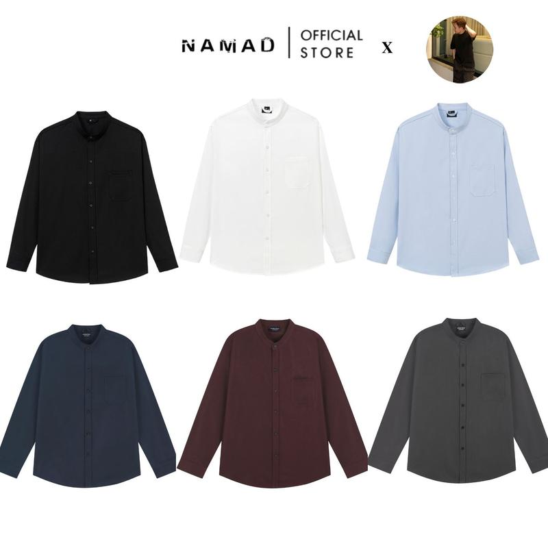   NAMAD x Mai Anh Tuấn  Áo Sơ Mi Cổ Tàu NAMAD Dài Tay Chất Liệu Kaki Cotton Mềm Mịn Forrm Rộng Thấm Hút Mồ Hôi 007 