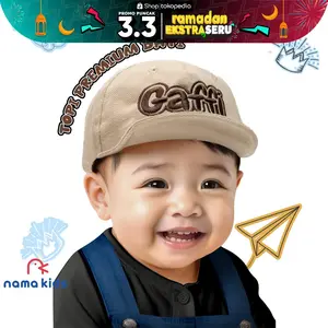Nama Kids Topi Bayi Premium Bordir Nama Gaffi Bahan Rafel Desain Ergonomis & Nyaman untuk Usia 0-3 Tahun Topi Bayi Lucu Keren dengan Velcro & Lubang Angin