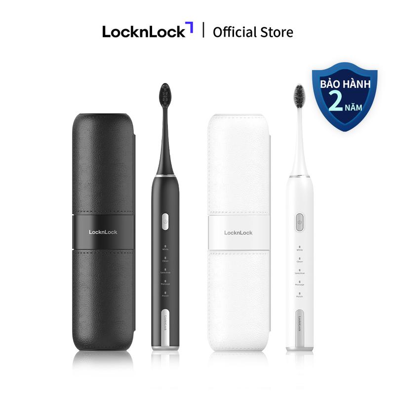 Bàn chải đánh răng điện kèm hộp đựng LocknLock ENR386 Electric toothbrush 3.7V, 2W, 2 màu trắng/đen - Bảo hành 12 tháng về lỗi pin