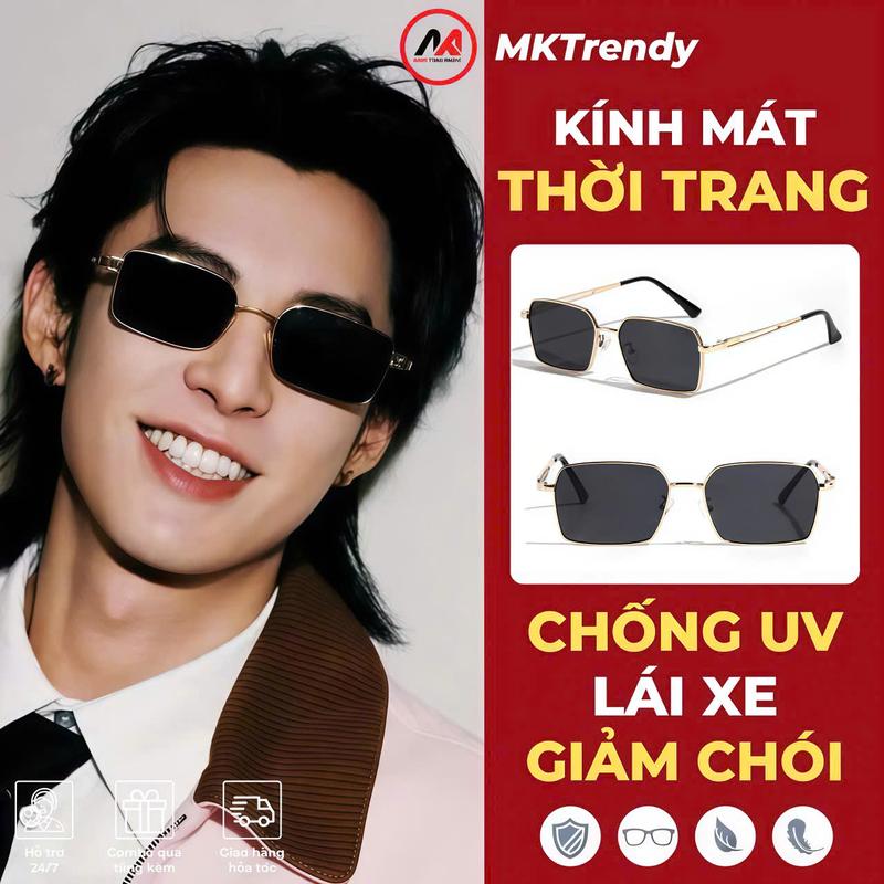 MÃ M10 Kính Mát Thời Trang Nam Nữ Cao Cấp Chống UV400 Mắt Kính Kính Râm Nam Đen Ngầu Gọng Hợp Kim Chữ Nhật Viền Vàng Phong Cách Châu Âu Cổ Điển Kính Đi Đường Chống Bụi Giảm Chói Kính Đeo Lái Xe Đi Biển Đi Du Lịch Đi Chơi Phong Cách Cá Tính Thời Thượng