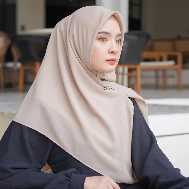 RTSR Samira Zipper Square / Hijab Resleting Wanita /Kerudung Instan Khimar Ceruty Panjang Muslim Layer_NON LABEL 4