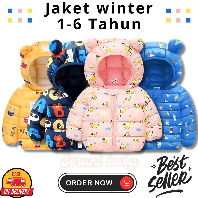 Jaket Musim Dingin Anak / Jaket Winter Anak / Jaket Coat Motif Hewan / New Winter Jacket Boys and Girls Variant Motif 0