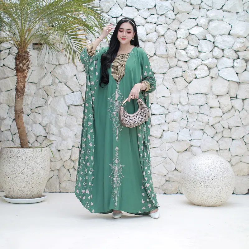 Kaftan Renda Sultan Busui / Motif Love / Rayon Premium Cantik Formal Gamis Muslim Dress Tebal Wanita Lebaran 6