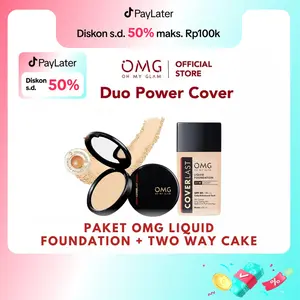 PAKET OMG TWO WAY CAKE & OMG LIQUID FOUNDATION (BEDAK + FOUNDATION) Bedak Padat & Foundation omg