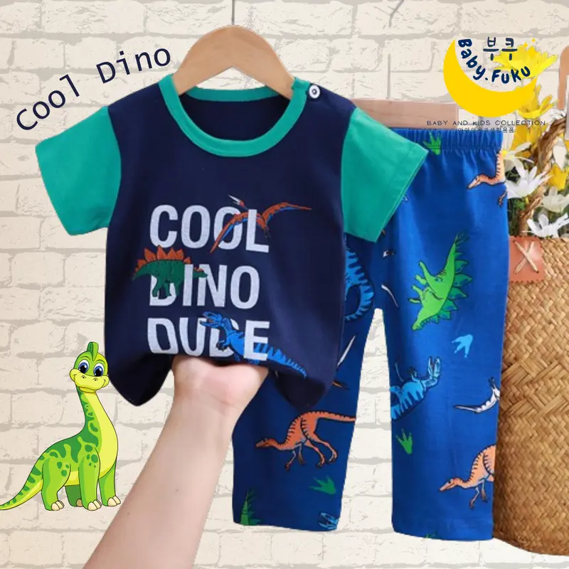 Baby.Fuku Setelan Lengan Pendek Celana Panjang Baju Anak Bayi Piyama Anak Kaos Import Katun 5