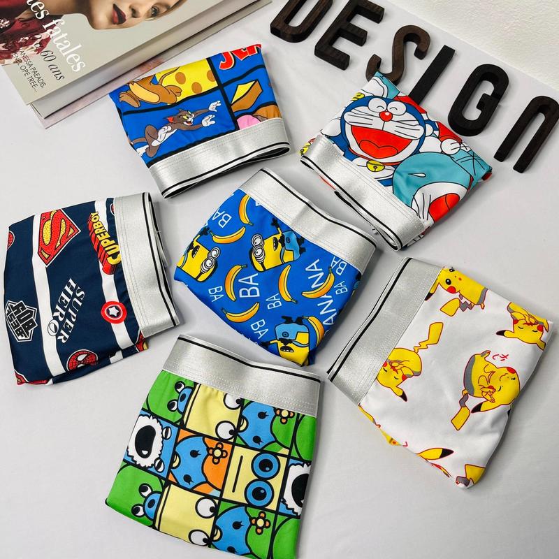 Combo Quần Lót Nam In Họa Tiết Nhân Vật Hoạt Hình Pikachu, Doremon, Super, Chuối Mix Nhiều Mẫu
