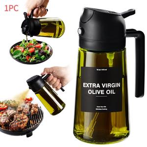 2-in-1 470MLスプレーボトル油ディスペンサー、多機能スプレー＆注ぎ器キッチン用、料理、エアフライヤー、焼き物、サラダ、バーベキュー用