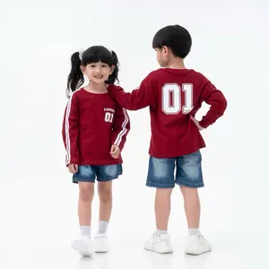 Kimmikids Kaos Baseball Anak Lengan Panjang Oversize Maroon Unisex 1-11 Tahun Cotton Combed 24s Fashion