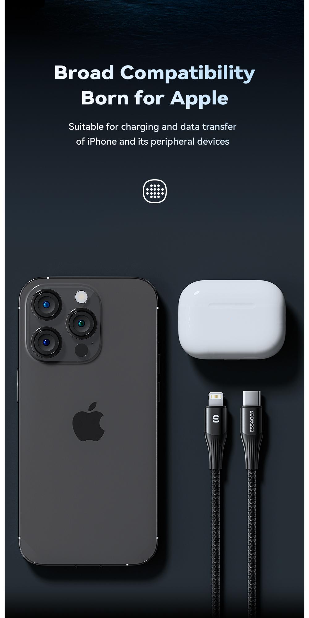 ESSAGER USB C to Lightning Cable For iPhone 14 13 12 11 pro Max XS 29W Fast Charging PD Cable for iPad Macbook charger ESSAGER USB C to Lightning Cable For iPhone 14 13 12 11 pro Max XS 29W Fast Charging PD Cable for iPad Macbook charger