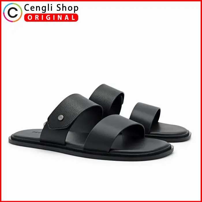 PM038 SANDAL PRIA PEDRO ORIGINAL SENDAL SLIDE CASUAL BRANDED ASLI ORI HITAM BLACK 0