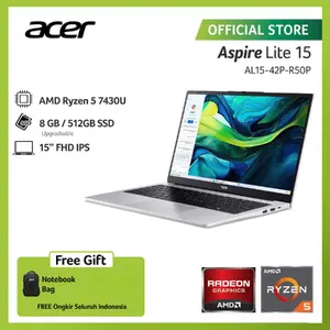 ACER LAPTOP ASPIRE LITE 15 AL15-42P-R50P 15" FHD IPS AMD RYZEN 5 7430U AMD RADEON GRAPHICS RAM 8GB STORAGE 512GB SSD WINDOWS 11