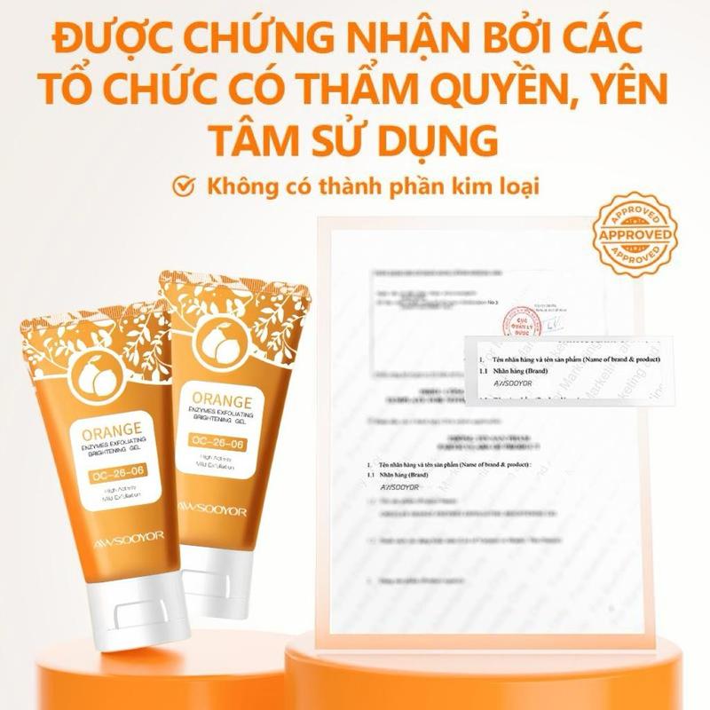 AWSOOYOR ​​Kem tẩy tế bào chết dịu nhẹ chiết xuất cam thực vật làm sạch sâu không kích ứng chăm sóc da nhẹ nhàng duy trì làn da khỏe mạnh cho cả nam và nữ