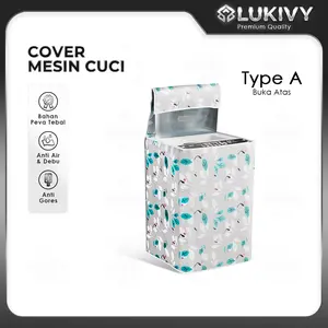 Pelindung Cover Mesin Cuci 1 Tabung Bukaan Atas Bahan PEVA Motif Cantik
