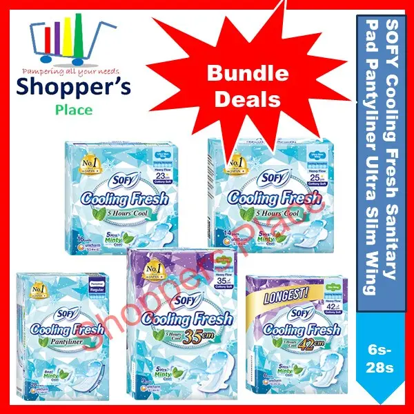 [Mix N Match] SOFY Cooling Fresh Sanitary Pad Pantyliner Ultra Slim Wing, 6s-28s(Min-4)