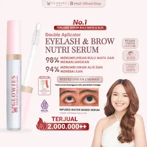 Glowies Serum Bulu Mata Serum Bulu Mata dan Alis Eyelash & Brow Nutri Serum Double Applicator Serum Penumbuh Alis dan Bulu Mata 4 ml Free Gifts Cermin & Pengukur Bulu Mata Water Based Serum aman untuk mata sensitif Box Extract Mascara