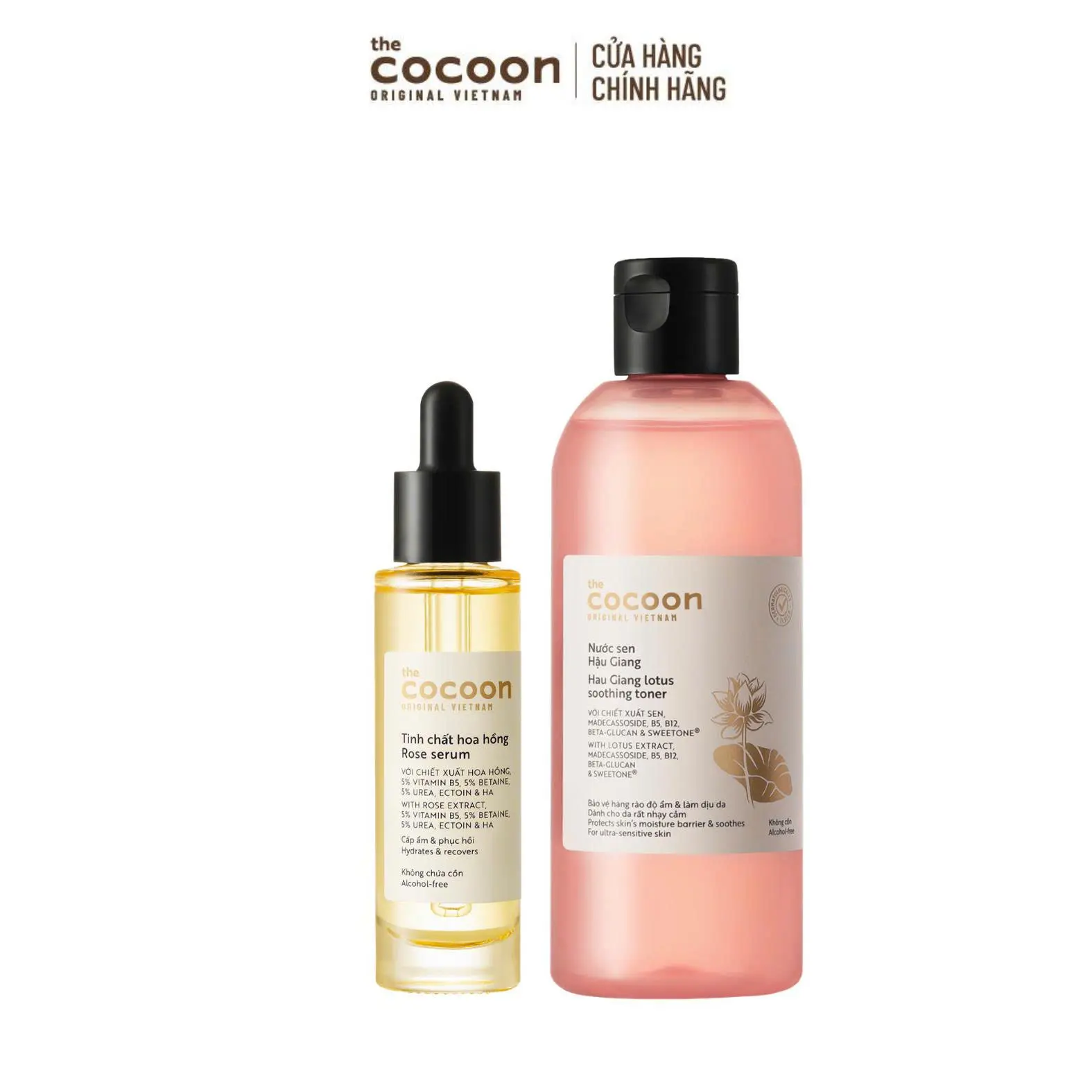 Ảnh đại diện COMBO 1 Tinh chất hoa hồng (serum) 5% Vitamin B5 cấp ẩm chuyên sâu & làm mềm mịn da Cocoon 30ml + 1 Bigsize Nước sen Hậu Giang (toner) 310ml