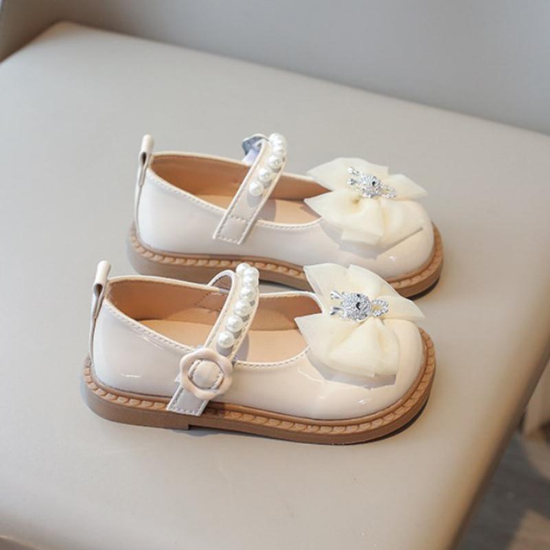 Product Introduction of Summer Versatile Children Leather Shoes for Girls Bow Tie Decor Solid Kids Flats PU Leather Durable Toddler Shoes 3-6Y 18