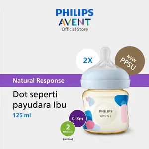 Philips Avent PPSU Natural Response Bottle 125ml | Botol Susu PPSU Premium Anti Kolik, Anti Bocor, BPA Free | Twin Pack | SCY940/02