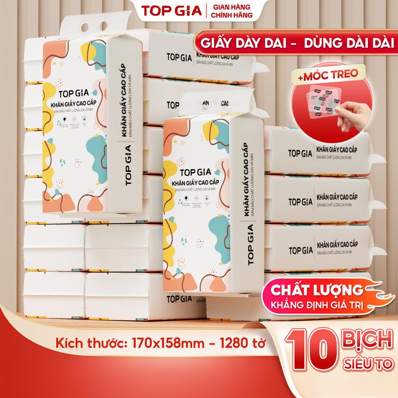 (SIZE XL-PREMIUM-ĐA KHO) COMBO 10 bịch khăn giấy đa năng CỠ ĐẠI treo tường đa sắc tiện lợi TopGia (tặng 3 móc treo tường) Giấy Ăn Khăn Giấy phòng bếp, giấy rút đa năng treo tường ĐẠT QUY CHUẨN CỦA BỘ CÔNG THƯƠNG (SIZE XL - PREMIUM) (DS)