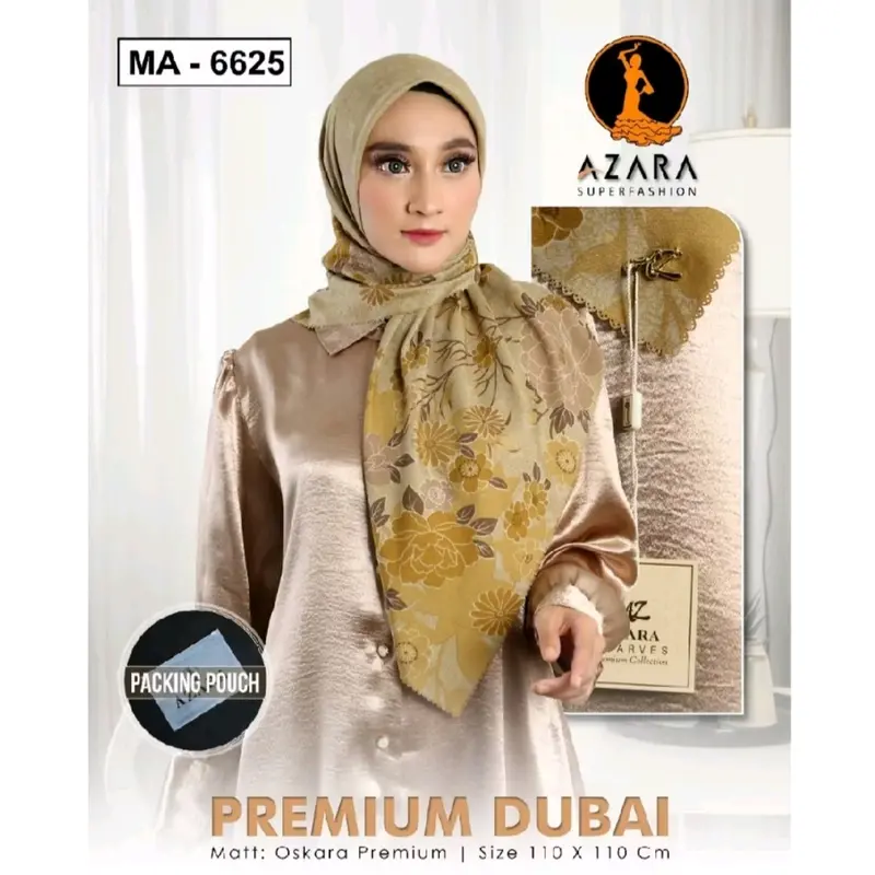 Alka - ( 7 hijab ) AZARA POUCH SEGIEMPAT MOTIF // BISA REQUEST WARNA // BAHAN VOAL DUBAI ( LOGO BESI AZ + HANGTAG ) 6