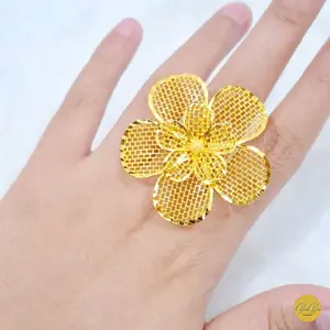 (Beli 2 Bonus 1 Random)Cincin Dubai Bunga Kendari Adjustable Warna Emas 24k Kualitas Premium|Anti Karat