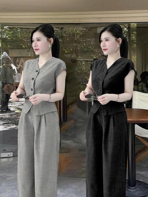 Set Bộ Nữ Chất Mát Mặc Hè Chất Đũi Áo Xát Nách Quần Suông set đồ đẹp Top Women quần áo bộ trung niên Mã FA05 set đồ nữ hot trend