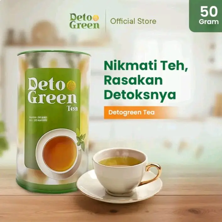 KEMASAN BARU VIRAL!! Deto Green Teh Hijau Celup Herbal Alami Kesehatan Sistem Perncernaan Untuk Membersihkan Usus Kotor Asli Original Air Tea Honey Peach 4