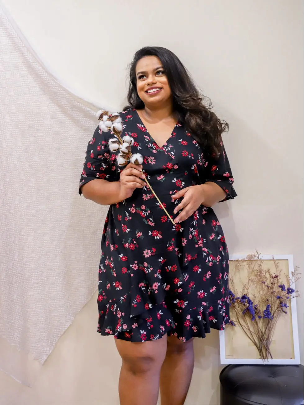 [TCC] Plus Size Floral Romper, Casual, Basic, Overalls