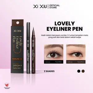 Xi XiU LOVELY EYELINER PEN MORNING COFFEE COMBO | Waterproof Smudgeproof | Bundling 2in1 - Americano & Caffee Latte One Swipe IntensityPrecision Felt Tip Aplication