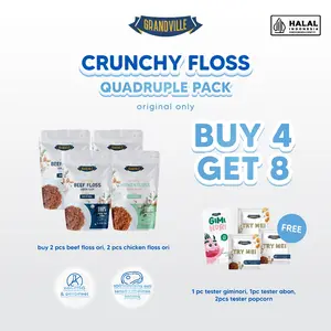 [BUY 4 GET 8] 4Pc Grandville Abon Mix Abon Sapi [2Pc] & Ayam [2Pc] Crunchy Halal - Aman untuk anak usia MPASI - Free 4pc Tester