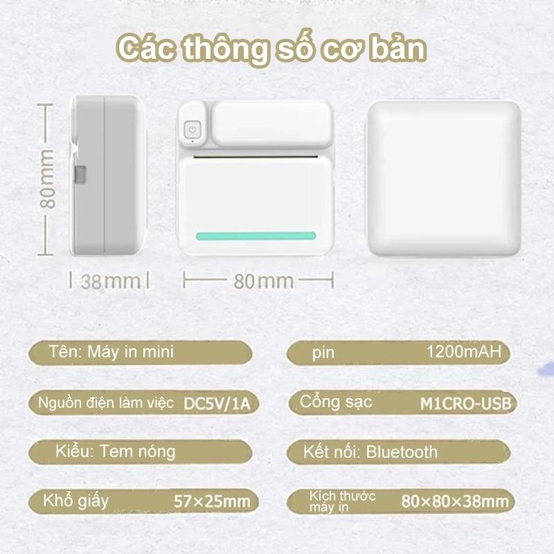 Máy In Nhiệt Mini Bluetooth cầm tay Máy in Hoá đơn Máy In nhãn Android IOS 4