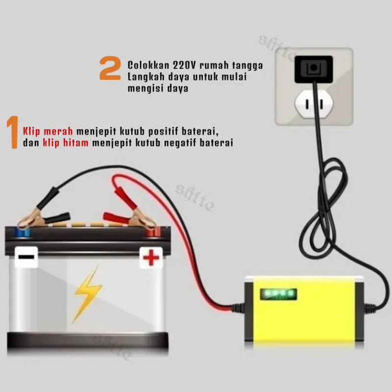 CAS CASAN AKI MOTOR MOBIL 12V 2A 12V/12A PORTABLE OTOMATIS CHARGER ACCU CARGER AKI PORTABLE MOTOR MOBIL Pasokan langsung pabrik 2