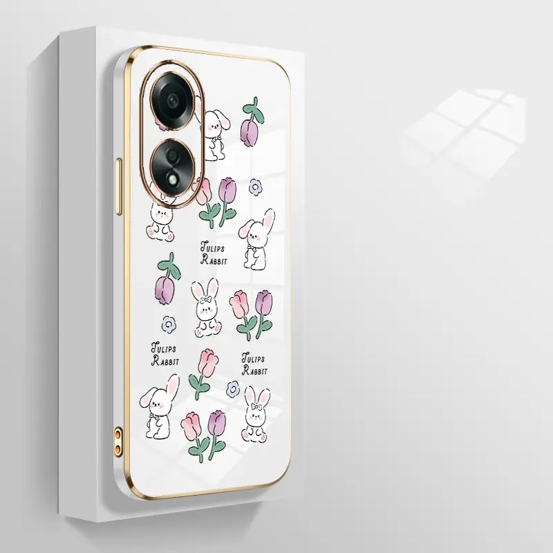 softcase soft case casing hp OPPO A58 4G,Bunga ungu kelinci tren Paket lengkap Sederhana Kartun cute coveringcasing cover Ponsel 6