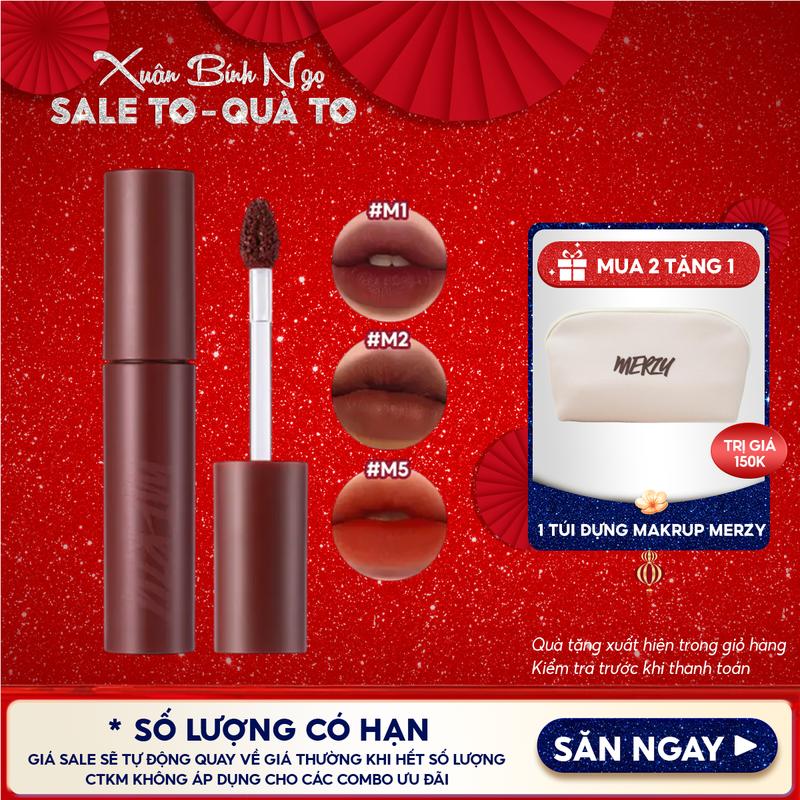   Vỏ thường  Son Kem Lì Trang Điểm Hàn Quốc Merzy Mellow Tint 4g Cosmetic Mỹ Phẩm Son Môi Nữ Women 