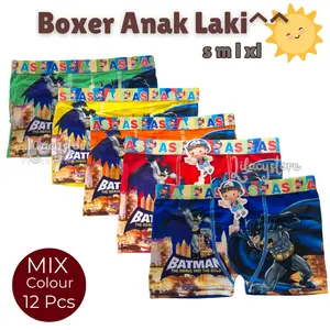 12 PCS - CELANA DALAM BOXER ANAK COWOK HAPPY BOY / CD BOXER ANAK LAKI LAKI LUSINAN