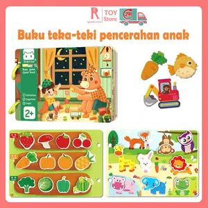 Baby Busy Book Toddler Montessori Book Toy For Preschool Kids With Velcro Sticker Cartoon Character Buku Aktivitas Bayi Busy Book Dan Velcro TK Quiet Book Lucu Reused Baby Soft Book