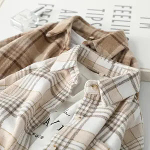 S.Y Flanel Lengan Panjang Kotak-Kotak Kemeja Wanita Oversize Basic Shirt