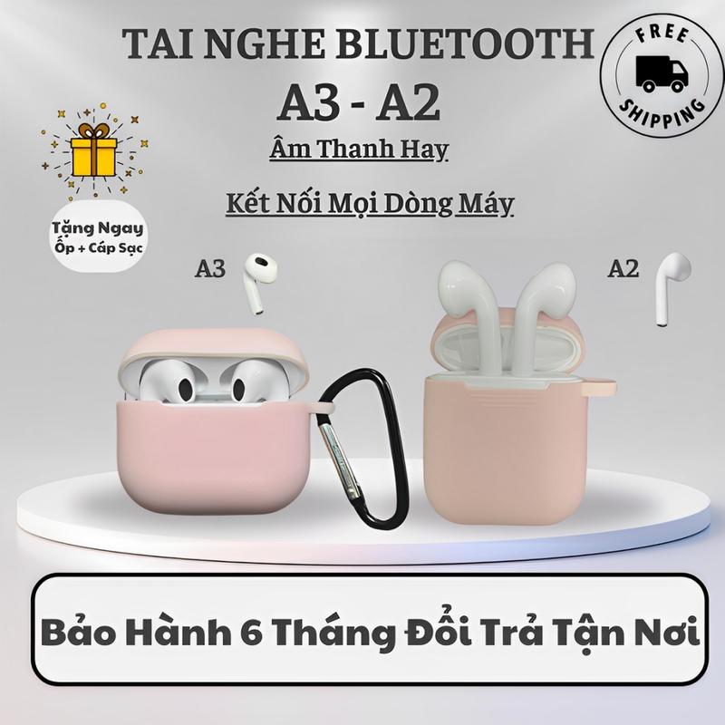 Tai Nghe Bluetooth A3 - Ap2 Âm Thanh Hay,Tặng Ốp- Đổi Tên-Cảm Ứng Chạm,Kết Nối Mọi Dòng Máy-Earphone tai nghe không dây